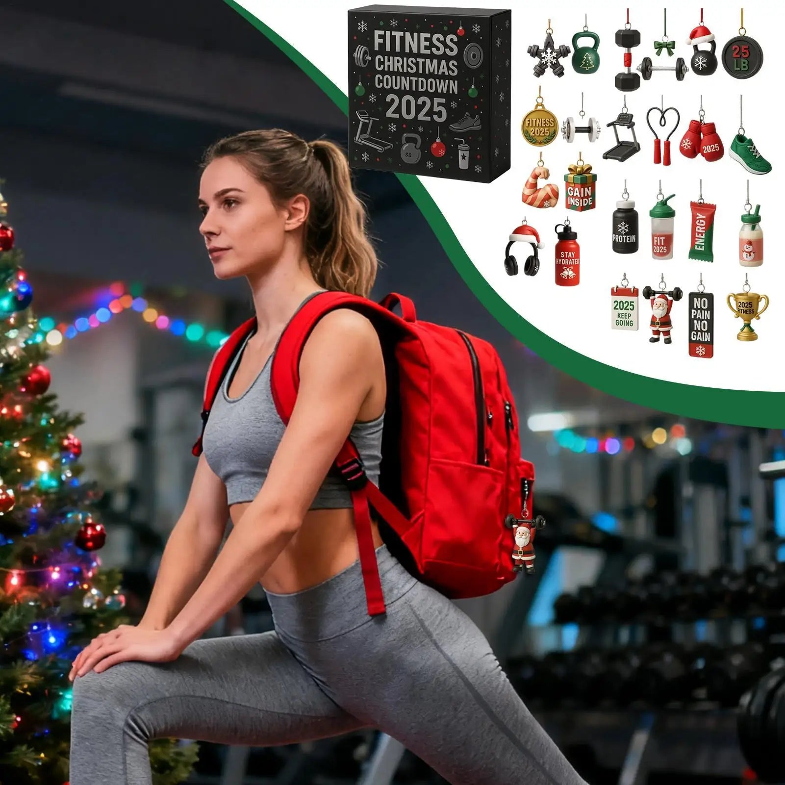 FitSpirit™ – Fitness Adventskalender aus Acryl | Weihnachtlicher 24-Tage Countdown