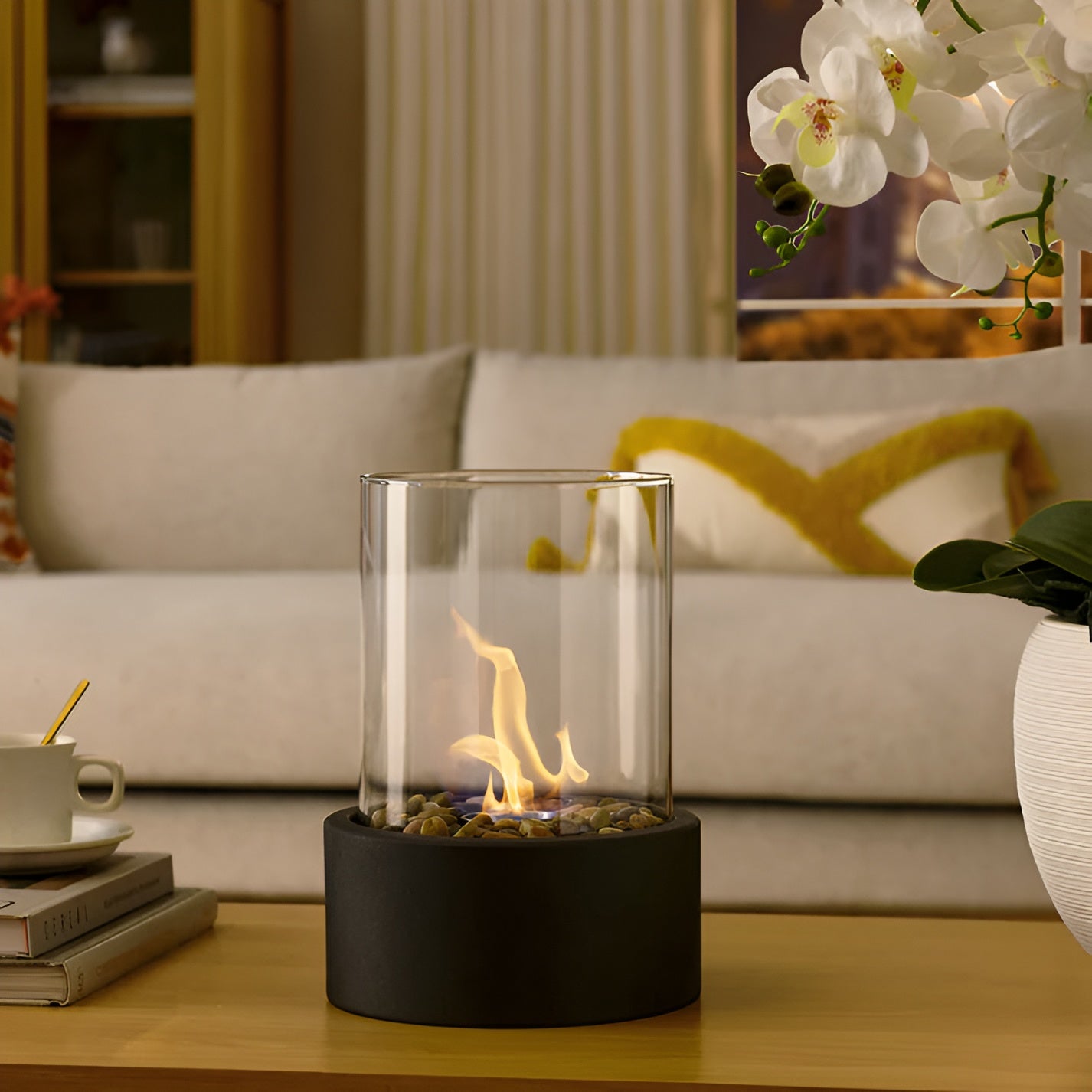 FlameCraft™ – Moderner Tischkamin mit Ethanol für Innen- & Außenbereiche
