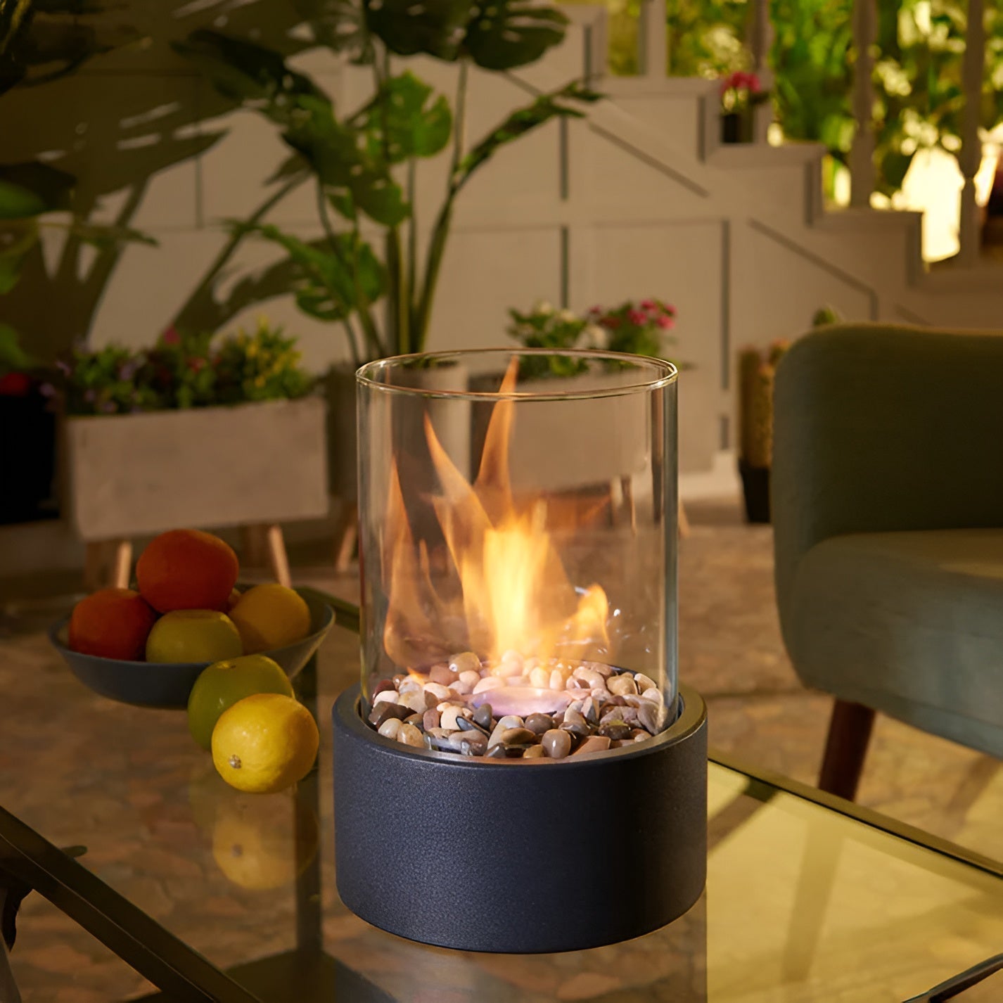 FlameCraft™ – Moderner Tischkamin mit Ethanol für Innen- & Außenbereiche