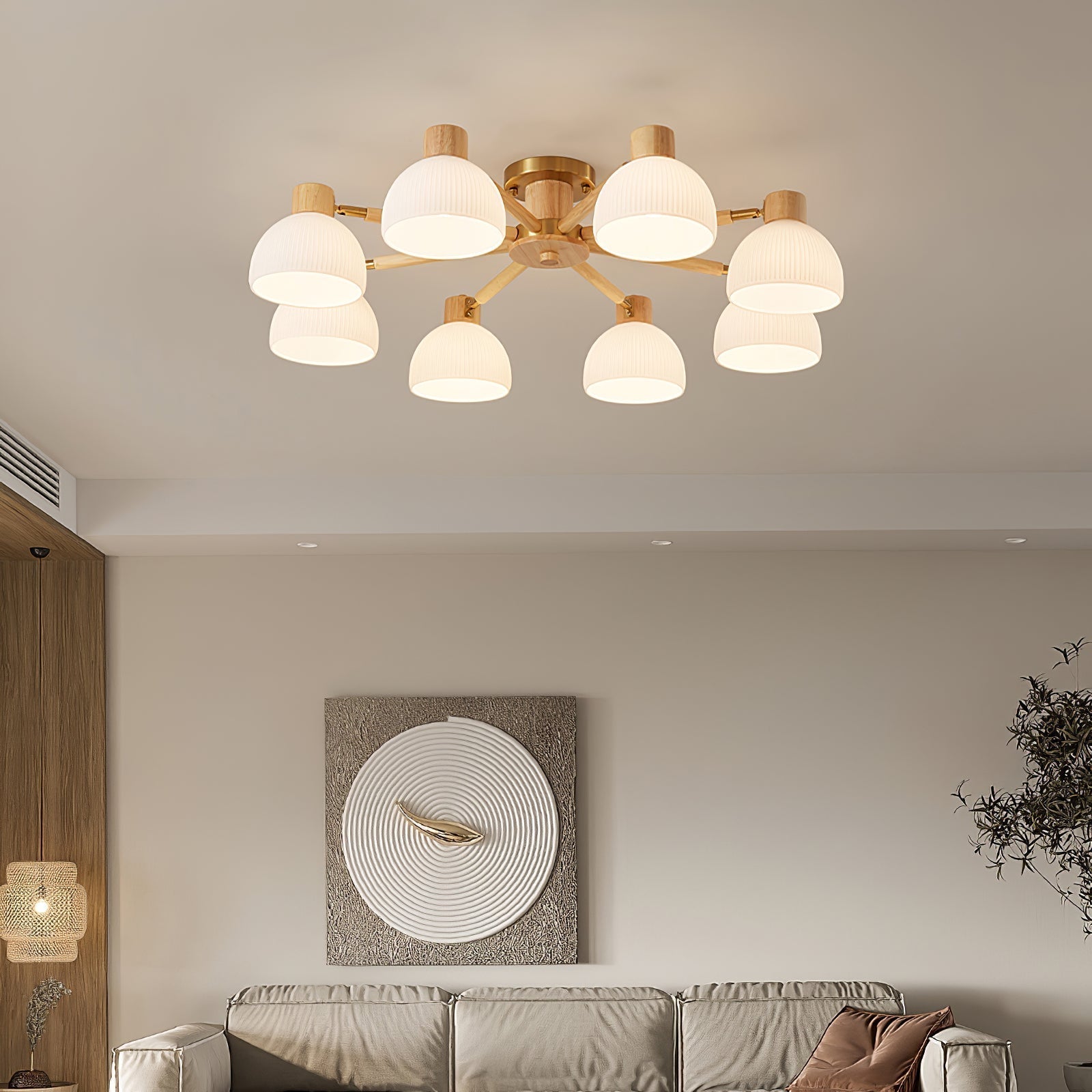 IgniteFlare™ Deckenleuchte – Industrieller Holz-Glas Kronleuchter mit warmem Licht