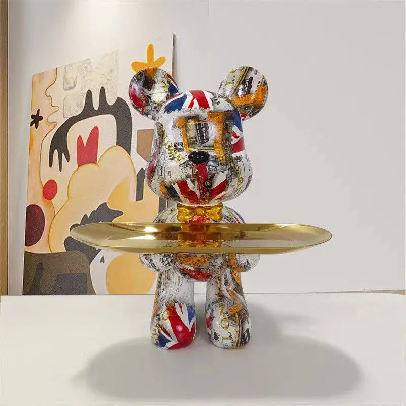 PawTag™ – Graffiti Bären Statue | Urbanes Street-Art Wohnaccessoire
