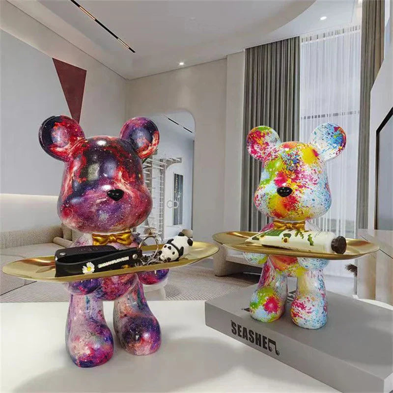 PawTag™ – Graffiti Bären Statue | Urbanes Street-Art Wohnaccessoire