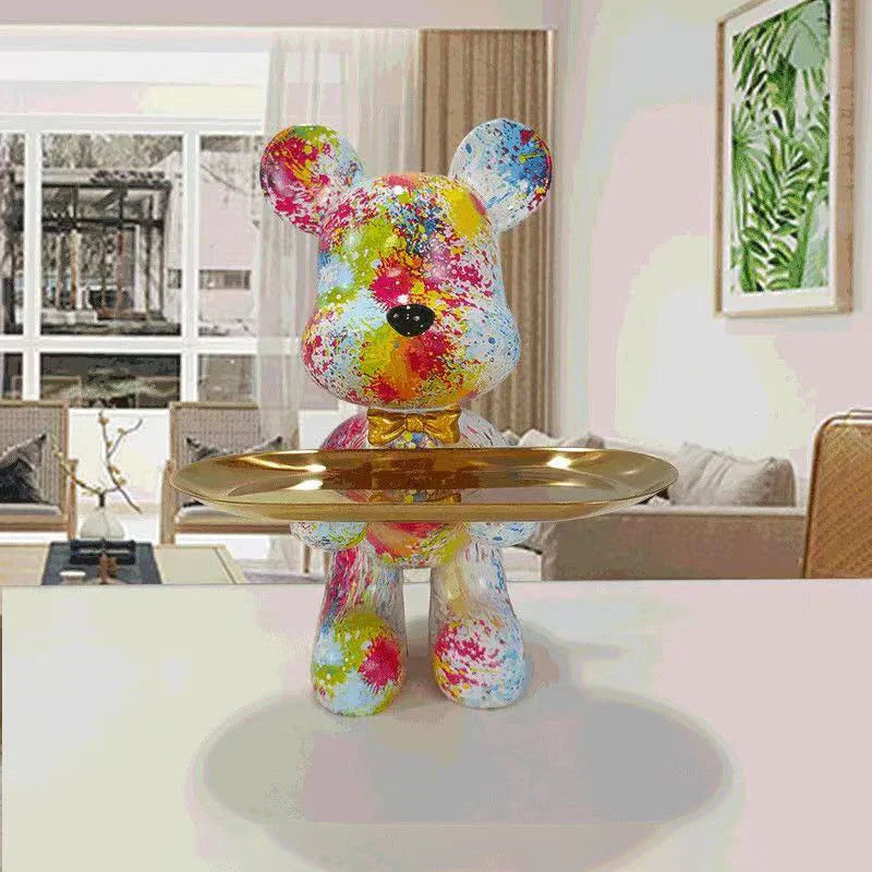 PawTag™ – Graffiti Bären Statue | Urbanes Street-Art Wohnaccessoire