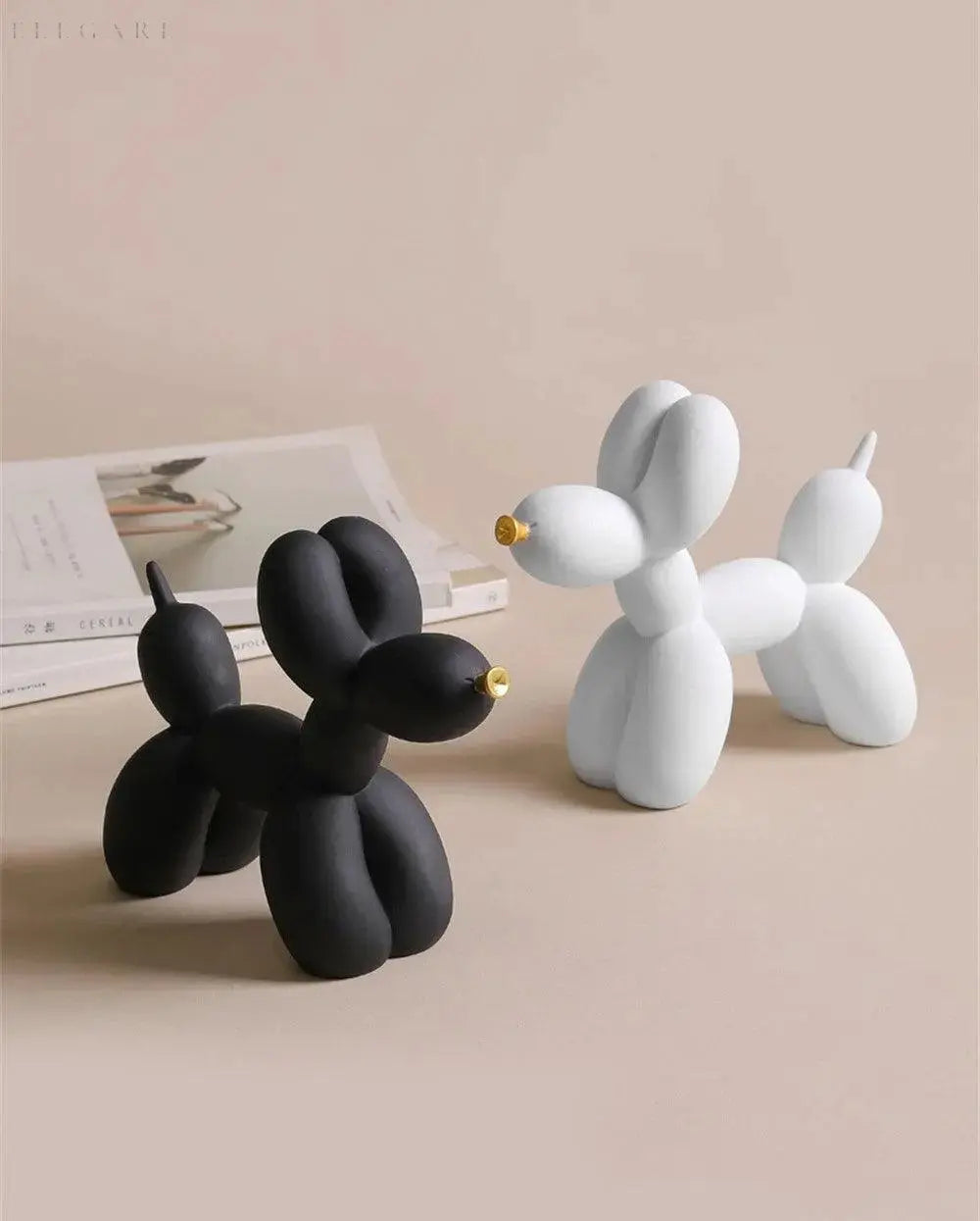 PuffGlow™ – Ballonhund-Skulptur mit goldener Schnauze im modernen Design