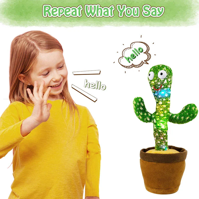 CactusTalk™ – Interaktives sprechendes Kaktus-Plüschtier | Tanzendes Kuscheltier mit Licht & Sound für Kinder