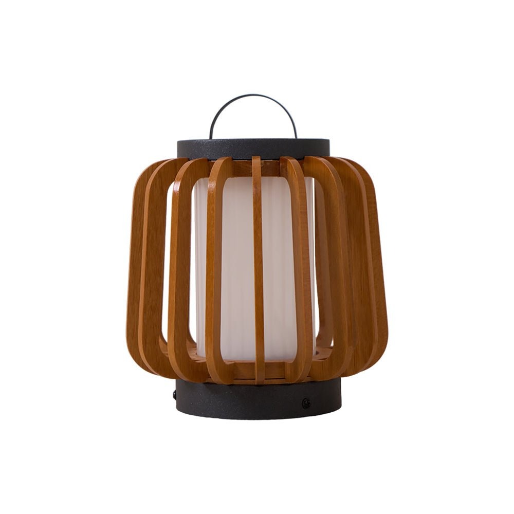 TimberGlow™ Legno Outdoor Tischleuchte – Wiederaufladbare LED-Außenlampe aus Edelstahl & Holz für Terrasse & Garten