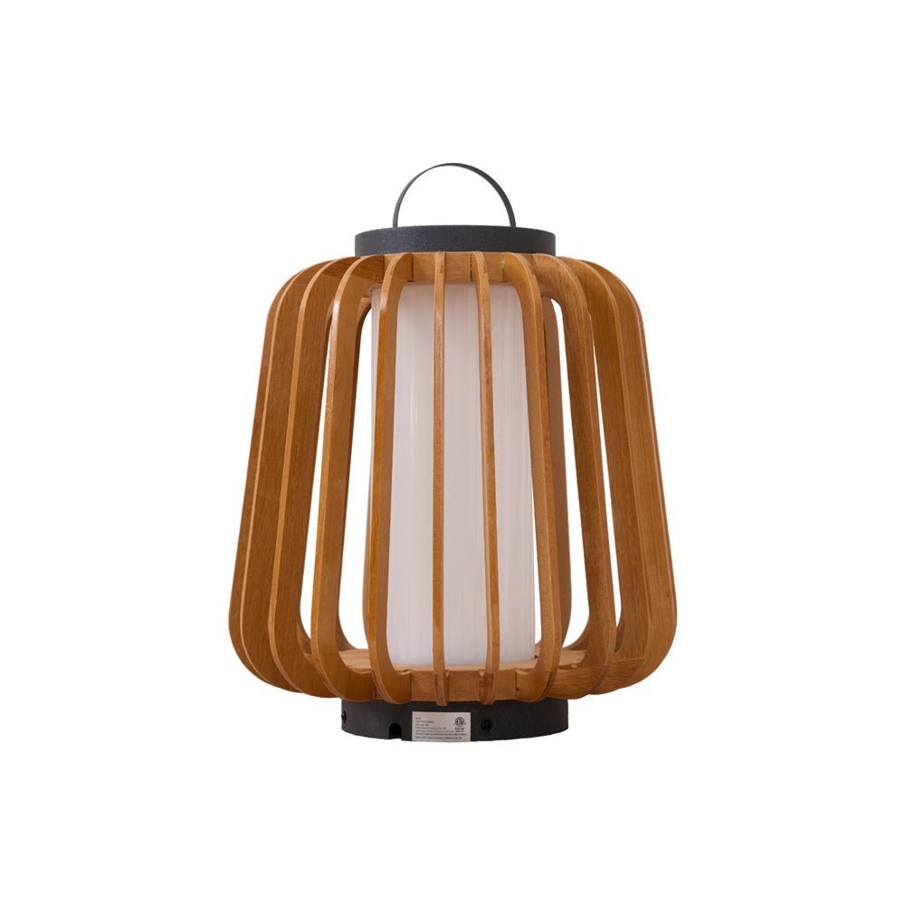 TimberGlow™ Legno Outdoor Tischleuchte – Wiederaufladbare LED-Außenlampe aus Edelstahl & Holz für Terrasse & Garten