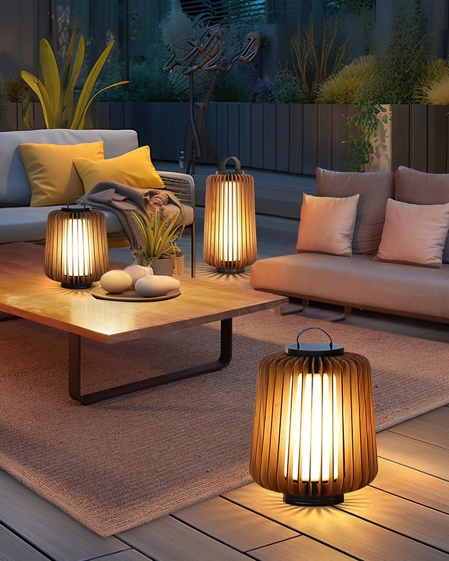 TimberGlow™ Legno Outdoor Tischleuchte – Wiederaufladbare LED-Außenlampe aus Edelstahl & Holz für Terrasse & Garten