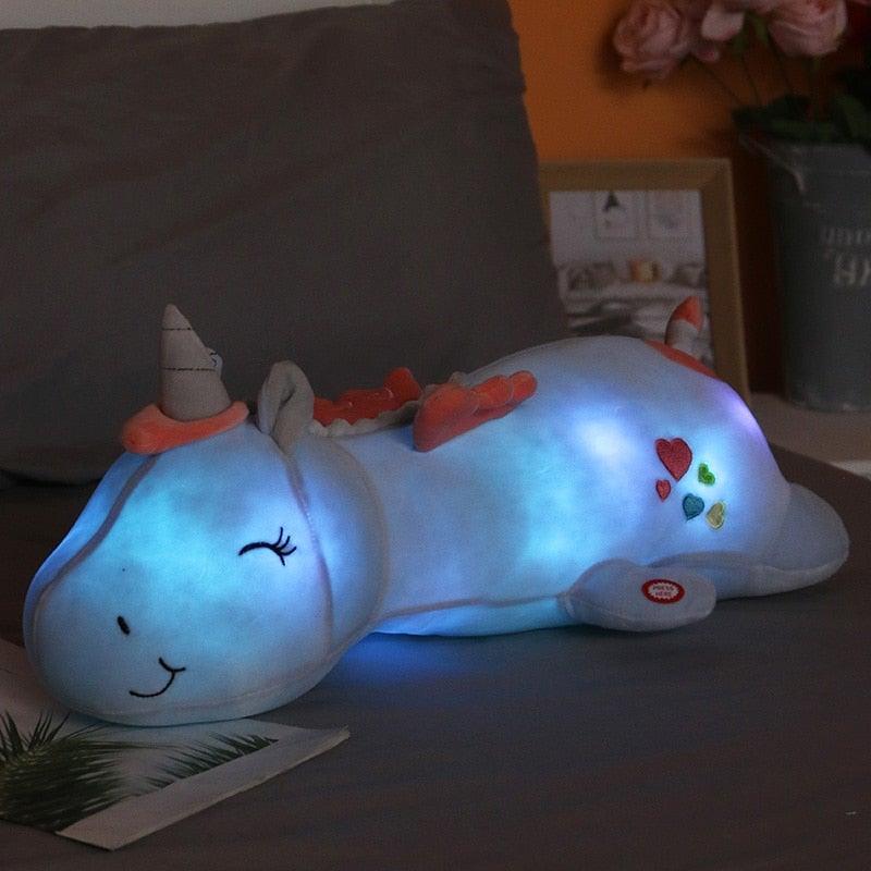 LumiGlow™ Leuchtendes Plüsch Einhorn – Weiches Kuscheltier mit Lichtfunktion, Pastellfarben