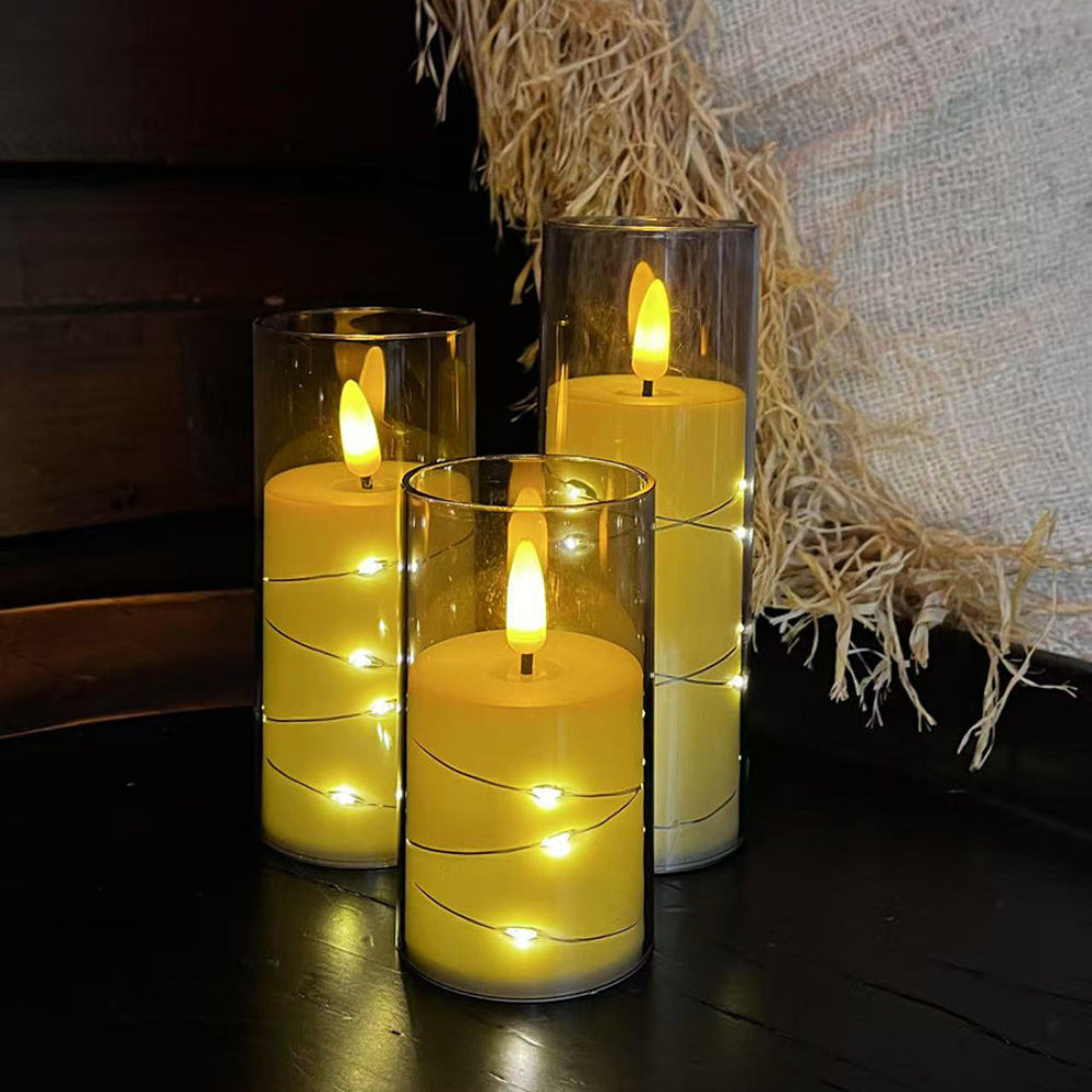 LuminaGlow™ – Elegantes LED Kerzenhalter-Set ohne Flamme mit Fernbedienung & Timer