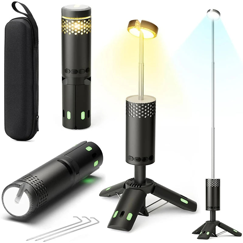 LuminaTripod™ Wiederaufladbare LED Campinglaterne – Outdoor-Leuchte mit Stativ & Powerbank