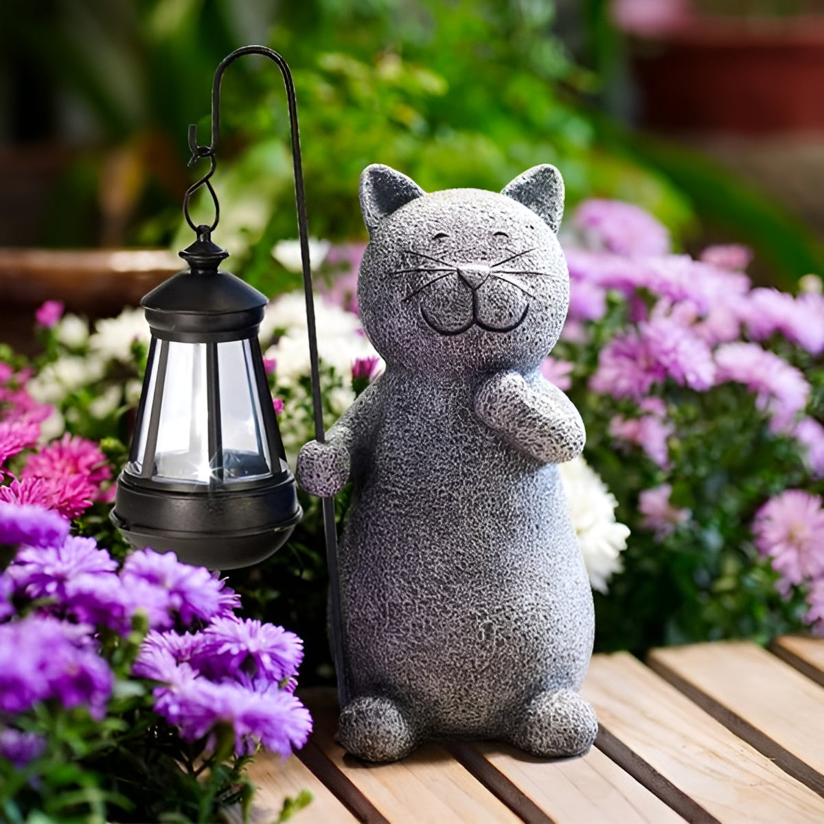 LunaGlow™ Solar Katzenfigur – Beleuchtete Gartenfigur mit Solarlicht für Außenbereiche