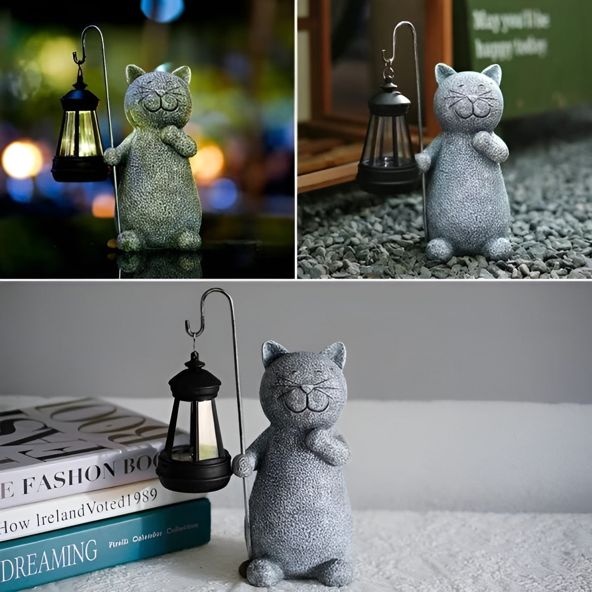 LunaGlow™ Solar Katzenfigur – Beleuchtete Gartenfigur mit Solarlicht für Außenbereiche