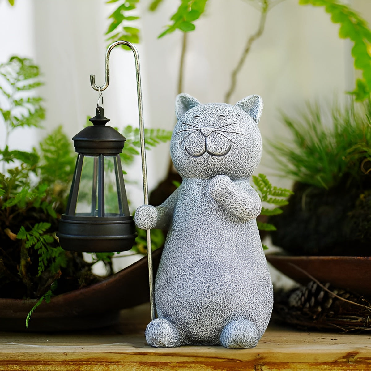 LunaGlow™ Solar Katzenfigur – Beleuchtete Gartenfigur mit Solarlicht für Außenbereiche