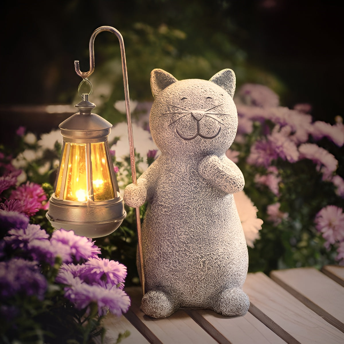 LunaGlow™ Solar Katzenfigur – Beleuchtete Gartenfigur mit Solarlicht für Außenbereiche