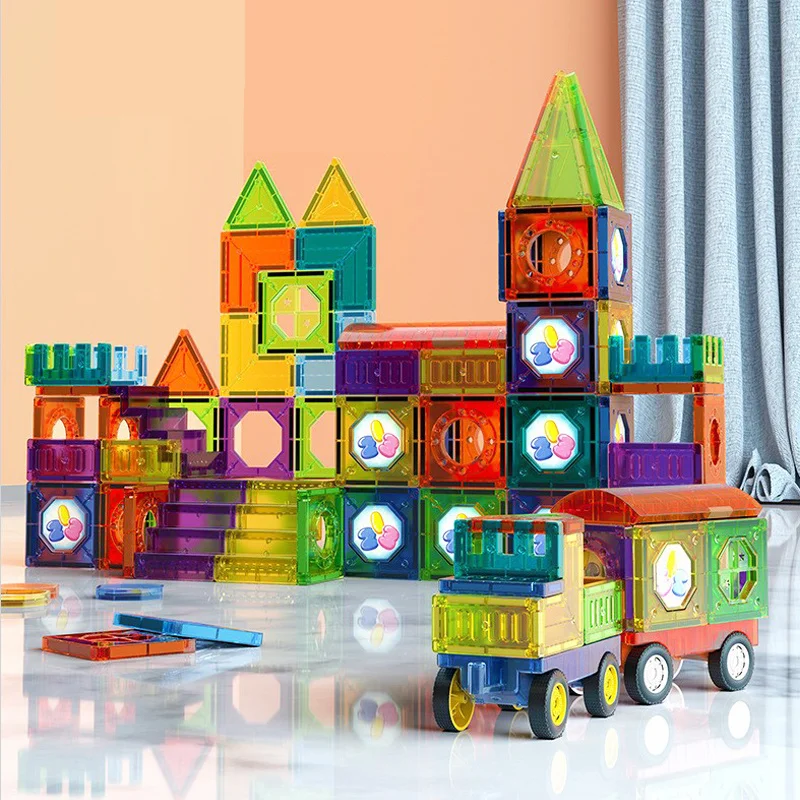 Magnetic Building Blocks Set™ – 69-teiliges Magnet-Bau-Set mit LED-Lichtern für Kinder (STEM Lernspielzeug ab 3 Jahren)