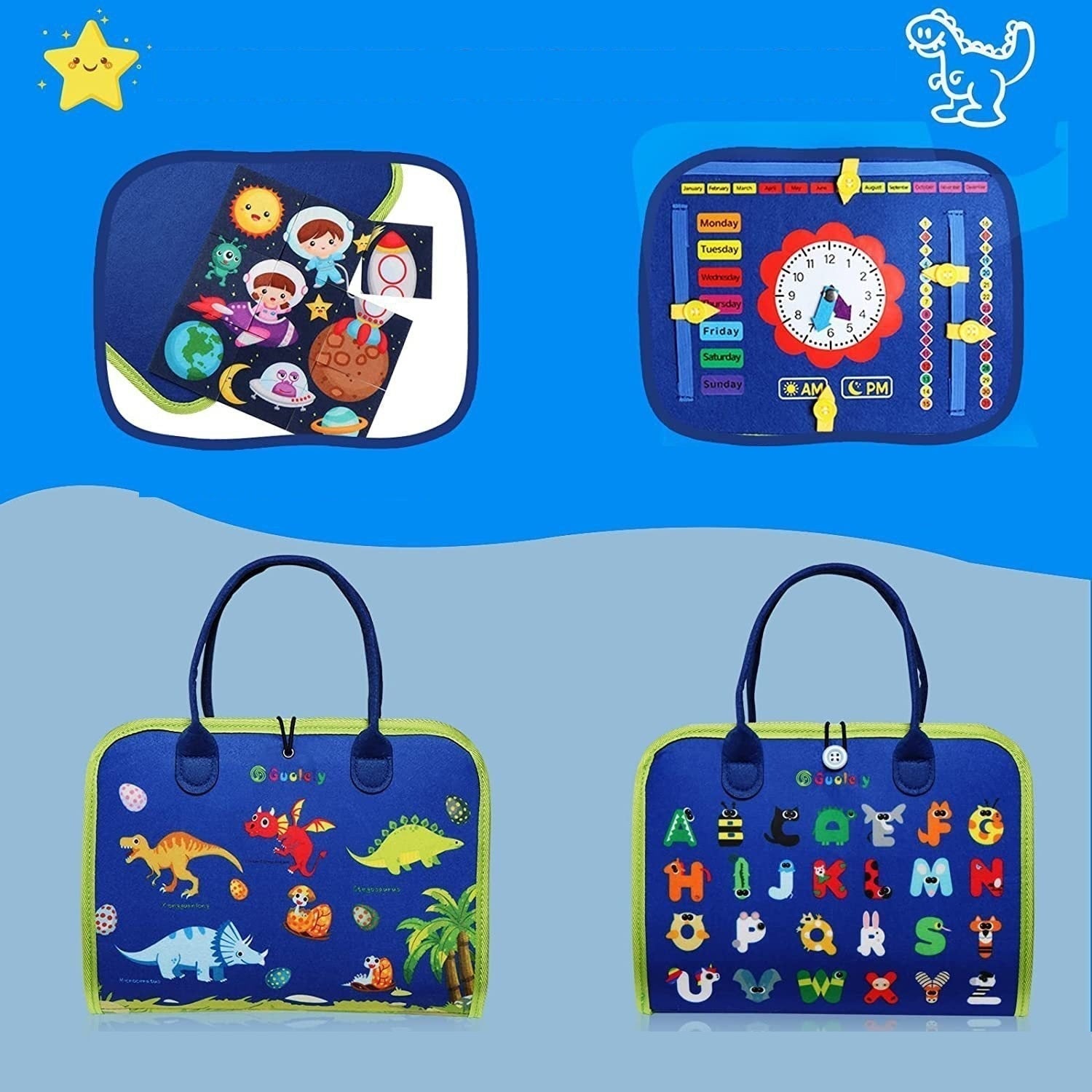 Montessori Educational Book™ – Interaktives Lernbuch aus Filz zur Förderung der Feinmotorik & Alltagsfähigkeiten für Kinder (ab 1 Jahr)