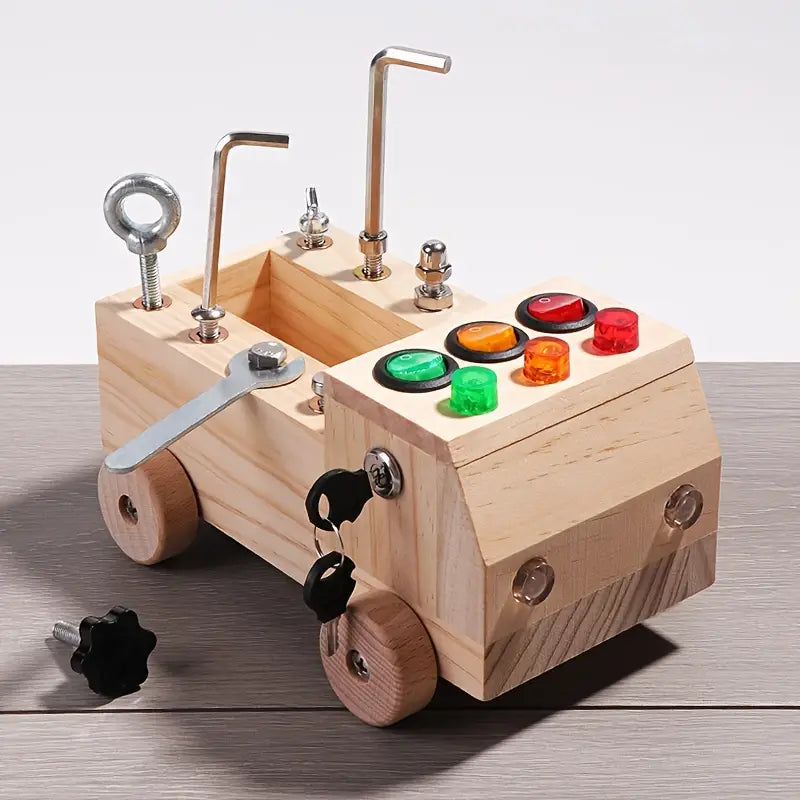 Montessori Magic™ Aktivitätsboard – LED Lernbrett aus Holz für Motorik & Kreativität (3–12 Jahre)