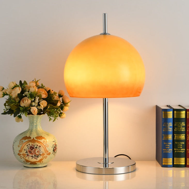 GlowMushroom™ Tischlampe – Bauhaus Design-Leuchte aus Glas mit warmem Amber-Licht