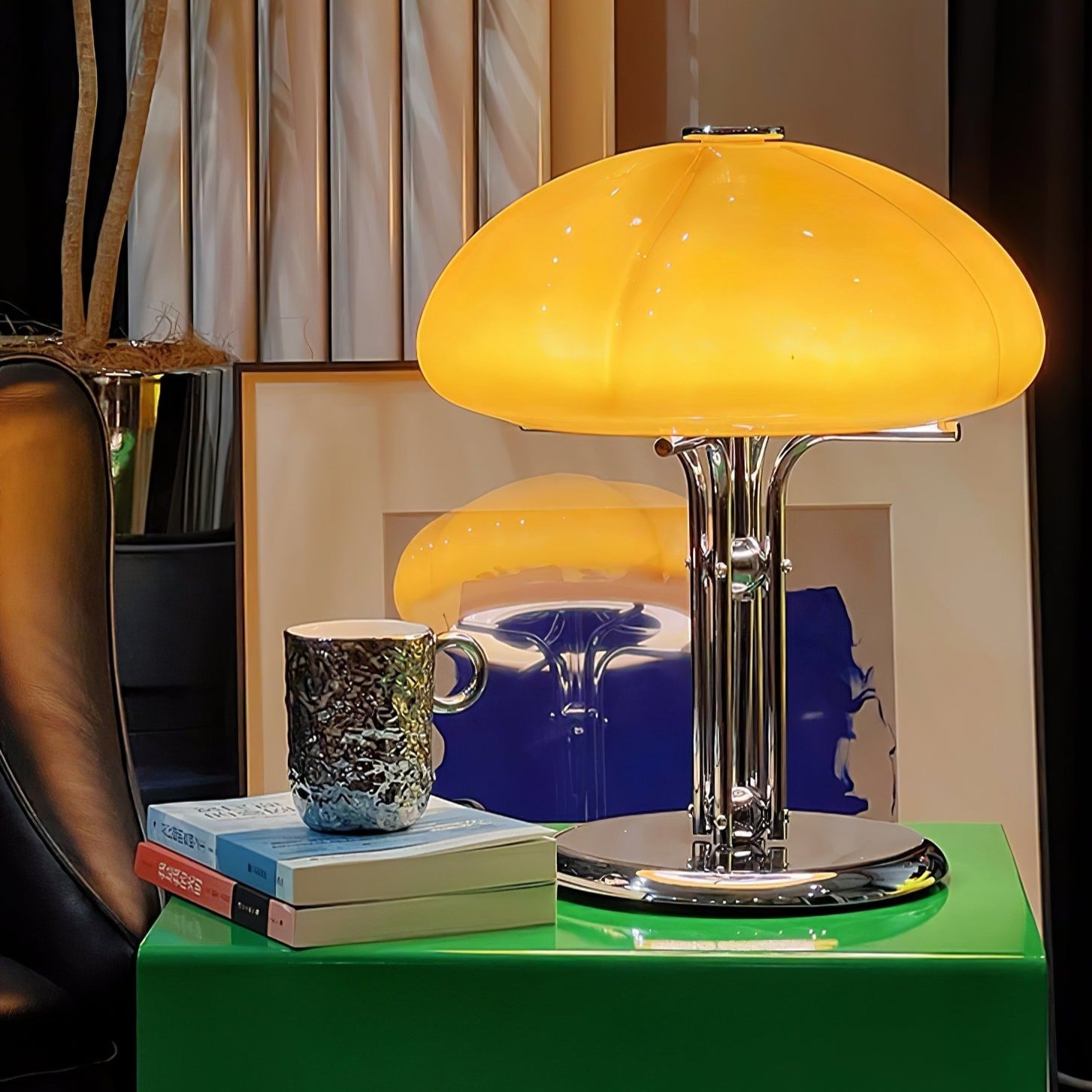 GlowMushroom™ Tischlampe – Bauhaus Design-Leuchte aus Glas mit warmem Amber-Licht