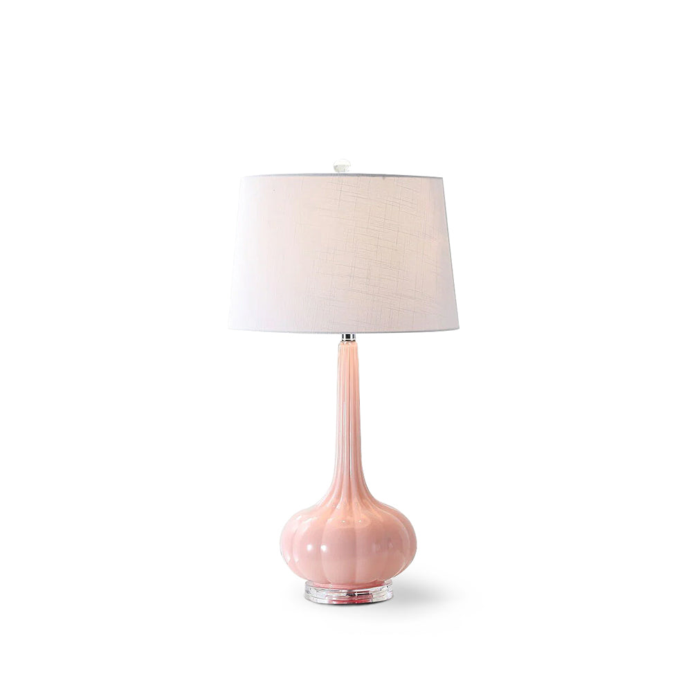 PureGlow™ Tischlampe – Elegante Keramik-Designlampe mit weißem Stoffschirm