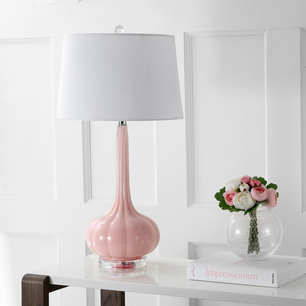 PureGlow™ Tischlampe – Elegante Keramik-Designlampe mit weißem Stoffschirm