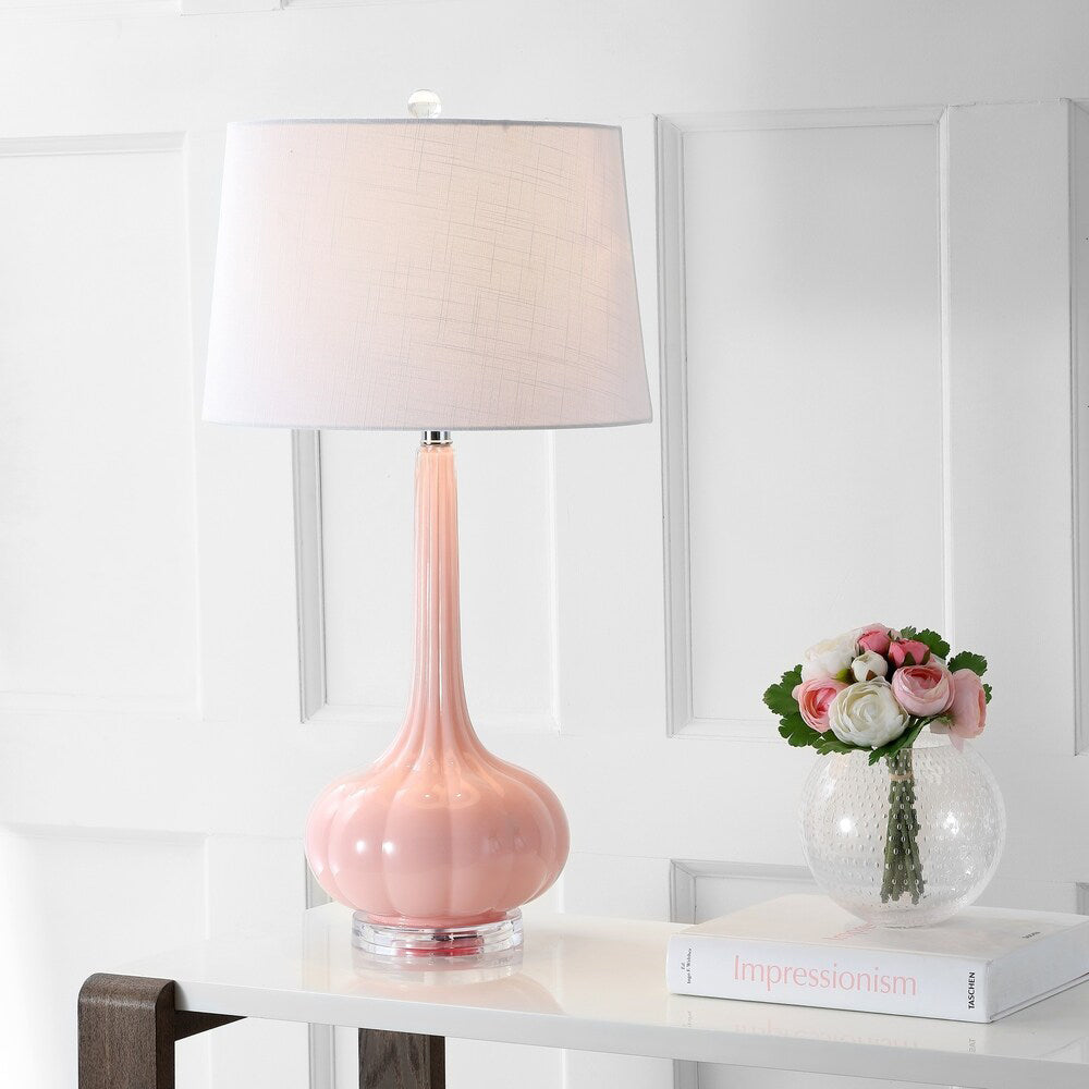 PureGlow™ Tischlampe – Elegante Keramik-Designlampe mit weißem Stoffschirm
