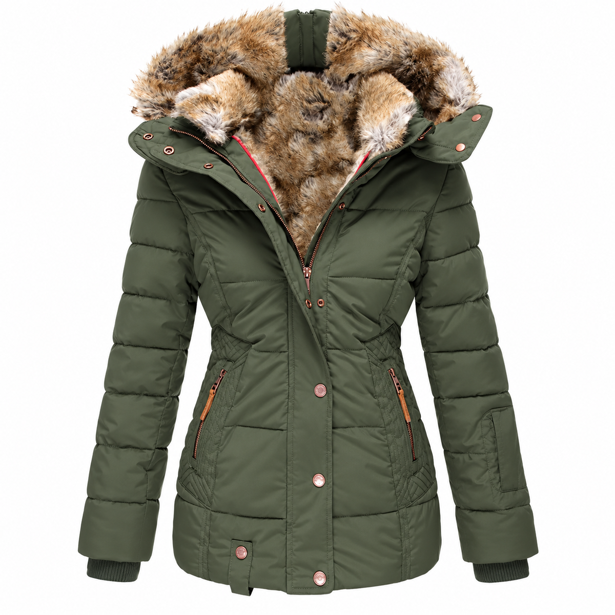 SnowVelvet™ Damen Wintermantel mit Kunstfell – Warmer eleganter Wintermantel