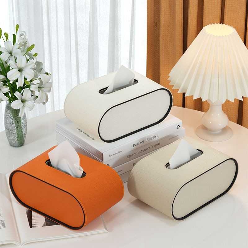 OvalElegance™ – Elegante Taschentuchbox aus Premium-Leder für stilvolle Wohnräume
