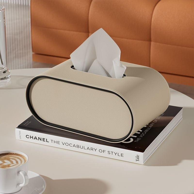 OvalElegance™ – Elegante Taschentuchbox aus Premium-Leder für stilvolle Wohnräume