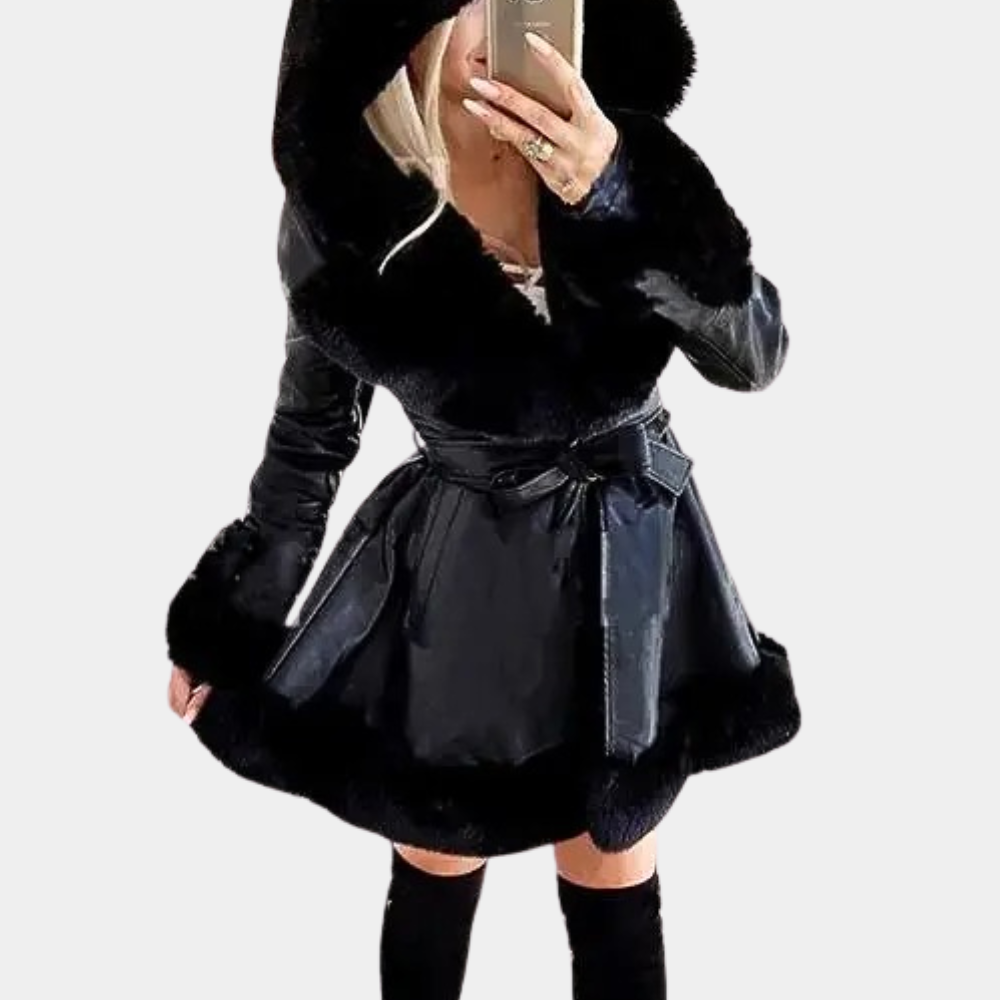 Petronela | Damen Stylische Warme Winterjacke mit Kapuze