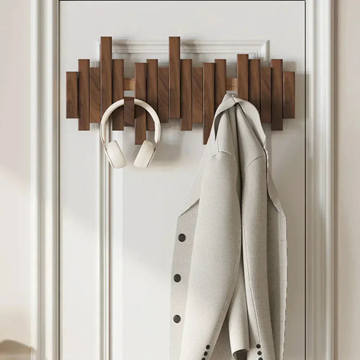 PianoWood™ – Minimalistischer Wand-Kleiderhaken aus Holz für Flur, Schlafzimmer & Büro