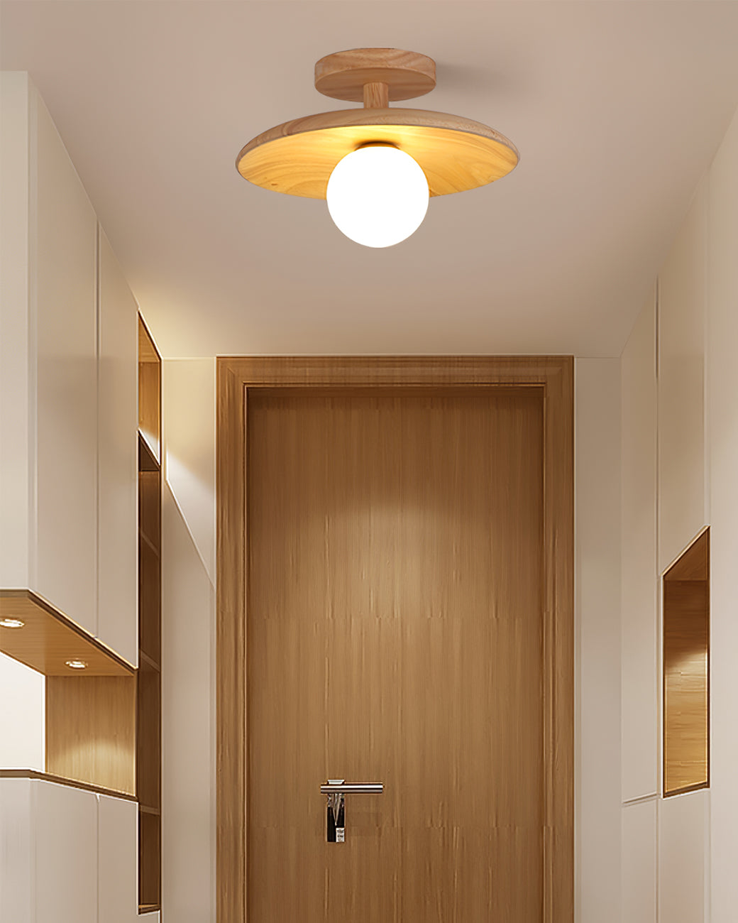 CelestialGlow™ Deckenleuchte – Natürliche Holz-Designlampe für niedrige Decken