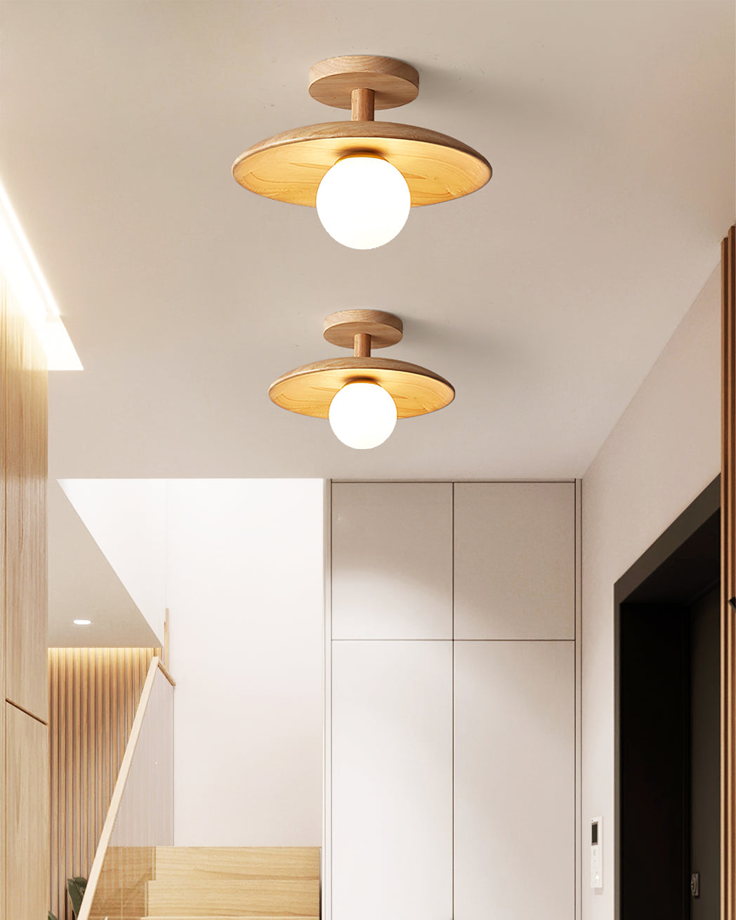 CelestialGlow™ Deckenleuchte – Natürliche Holz-Designlampe für niedrige Decken