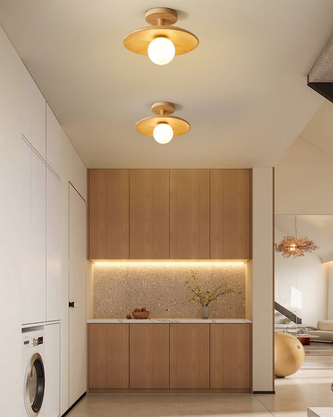 CelestialGlow™ Deckenleuchte – Natürliche Holz-Designlampe für niedrige Decken