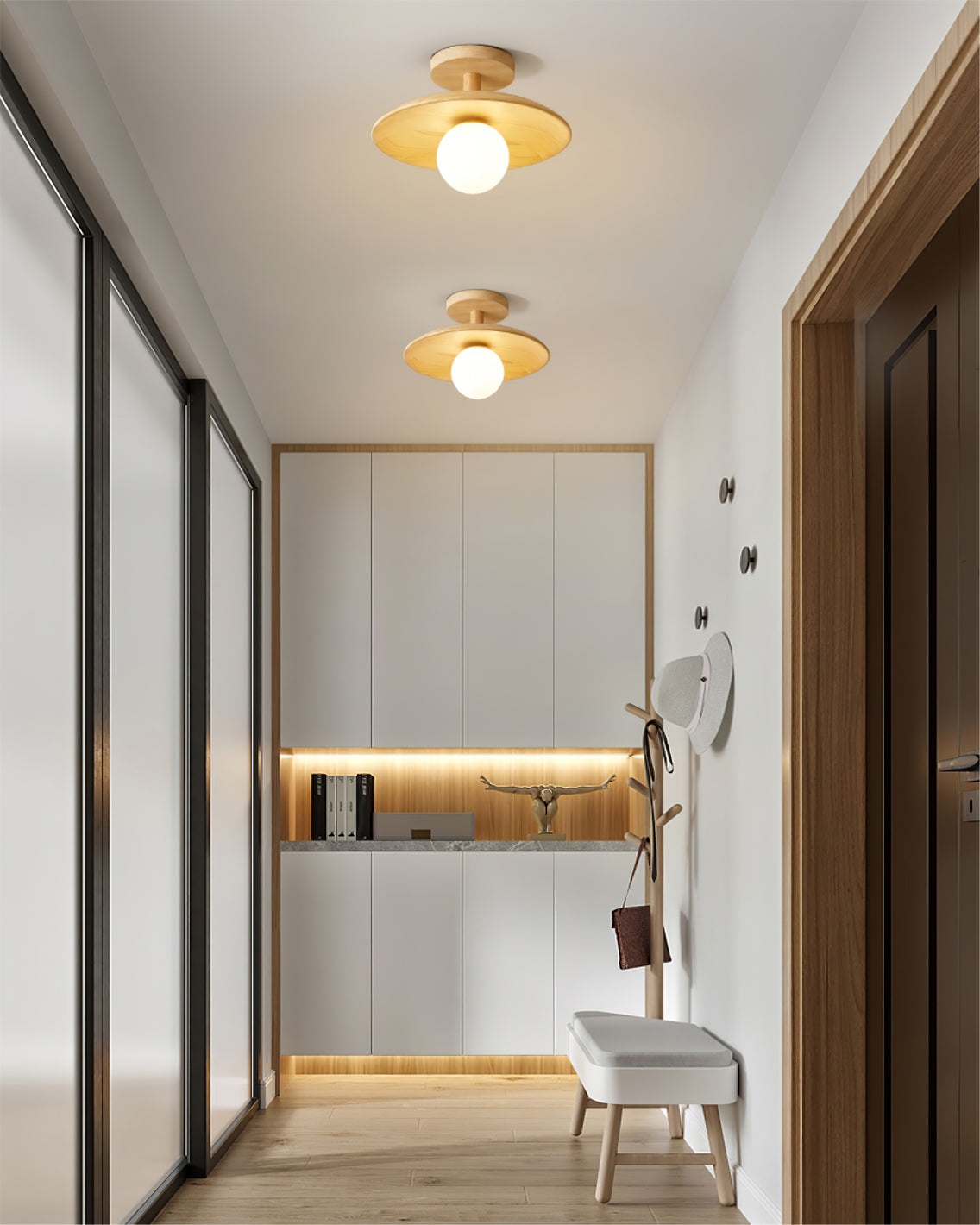 CelestialGlow™ Deckenleuchte – Natürliche Holz-Designlampe für niedrige Decken