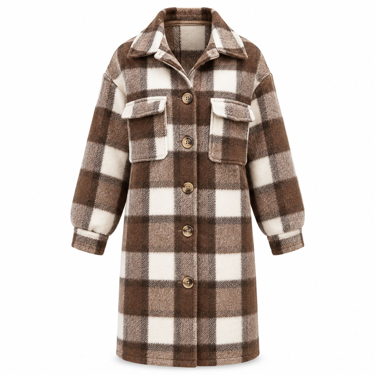 Oversized™ – Wollmix Mantel Damen | Kariert, Knielang & Stilvoll für Herbst & Winter