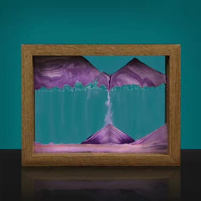 QuicksandArt™ – 3D Sandbild mit Rotation | Beruhigende Wohn- & Bürodekoration aus Glas & Holz
