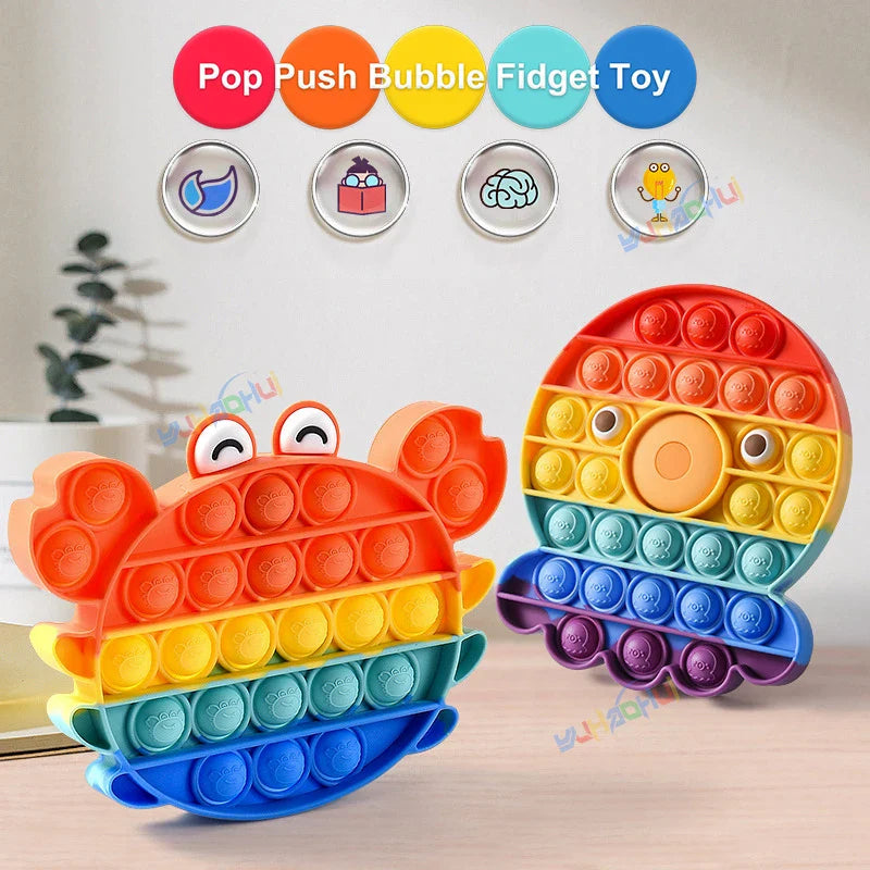 RainbowPop™ – Buntes Pop It Fidget Spielzeug aus Silikon | Stressabbau & Sensorik-Spiel für Kinder & Erwachsene