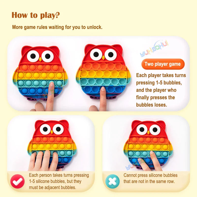RainbowPop™ – Buntes Pop It Fidget Spielzeug aus Silikon | Stressabbau & Sensorik-Spiel für Kinder & Erwachsene