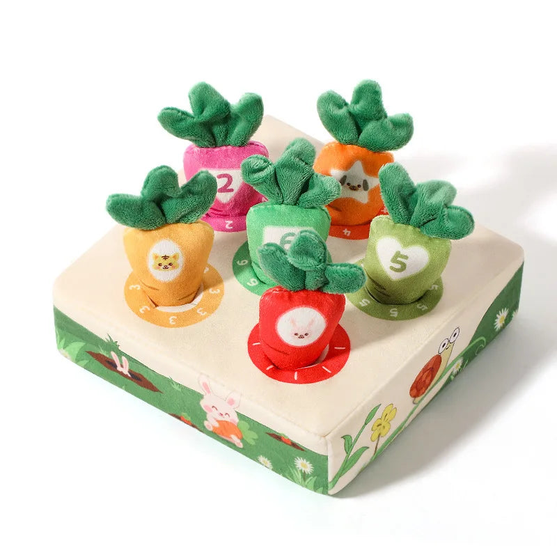 RootExplorer™ Montessori Baby Spielzeug – Sinnes-Lernspielzeug mit Plüsch-Karotten für Motorik & Sensorik (6–24 Monate)
