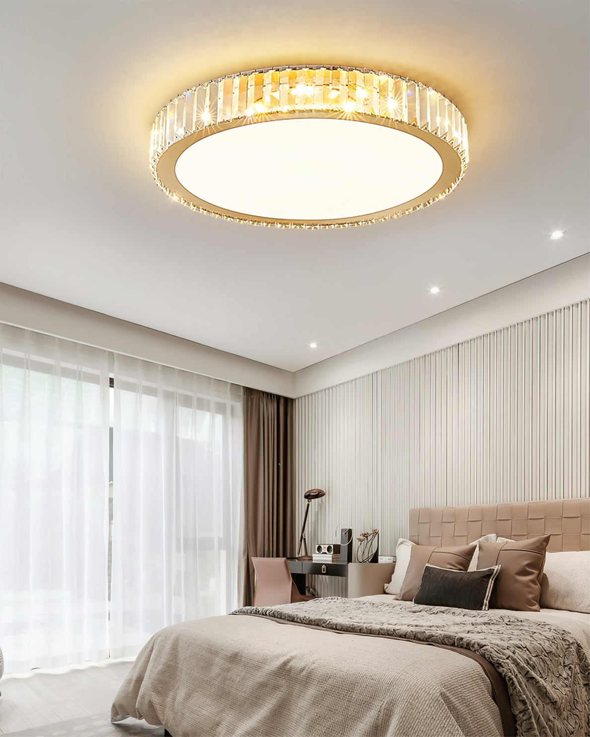 LuxeCrystalAura™ Deckenleuchte – Elegante LED-Kristalllampe mit Gold-Finish