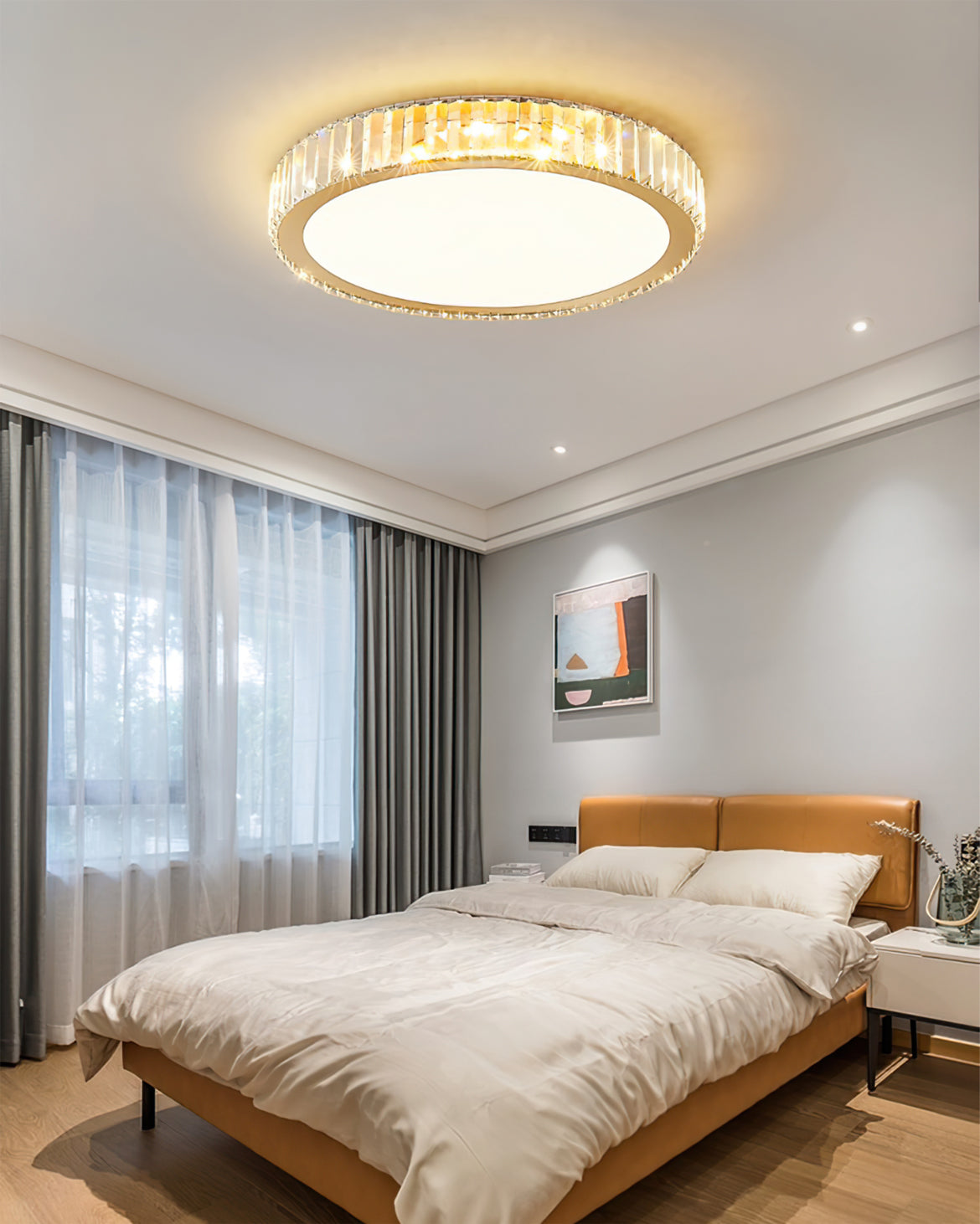 LuxeCrystalAura™ Deckenleuchte – Elegante LED-Kristalllampe mit Gold-Finish