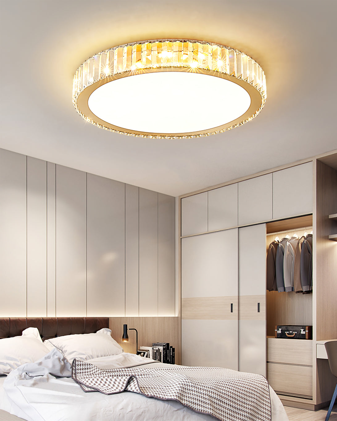 LuxeCrystalAura™ Deckenleuchte – Elegante LED-Kristalllampe mit Gold-Finish