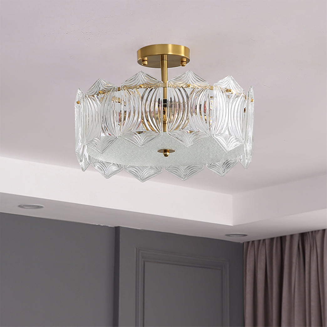 RubyAura™ Deckenleuchte – Glamouröse runde Design-Deckenlampe mit Glas & Messingoptik