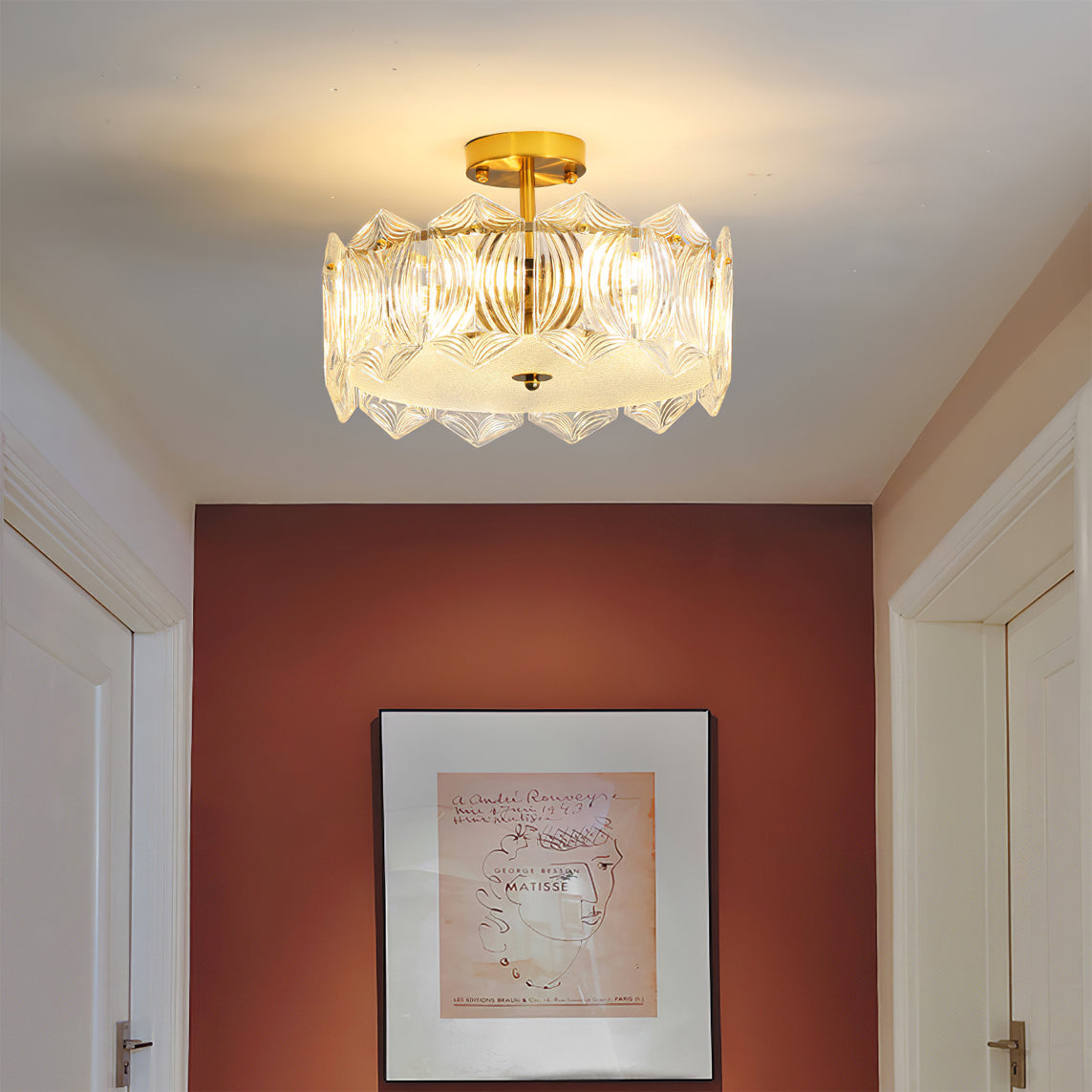 RubyAura™ Deckenleuchte – Glamouröse runde Design-Deckenlampe mit Glas & Messingoptik