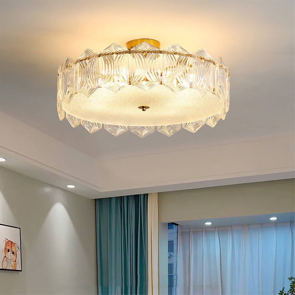 RubyAura™ Deckenleuchte – Glamouröse runde Design-Deckenlampe mit Glas & Messingoptik