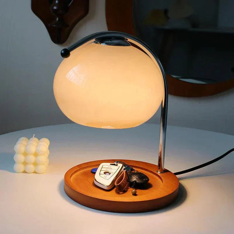 LumaSphere™ Tischlampe – Vintage Glas-Mood-Light mit LED-Licht & Aromakerzen-Wärmer