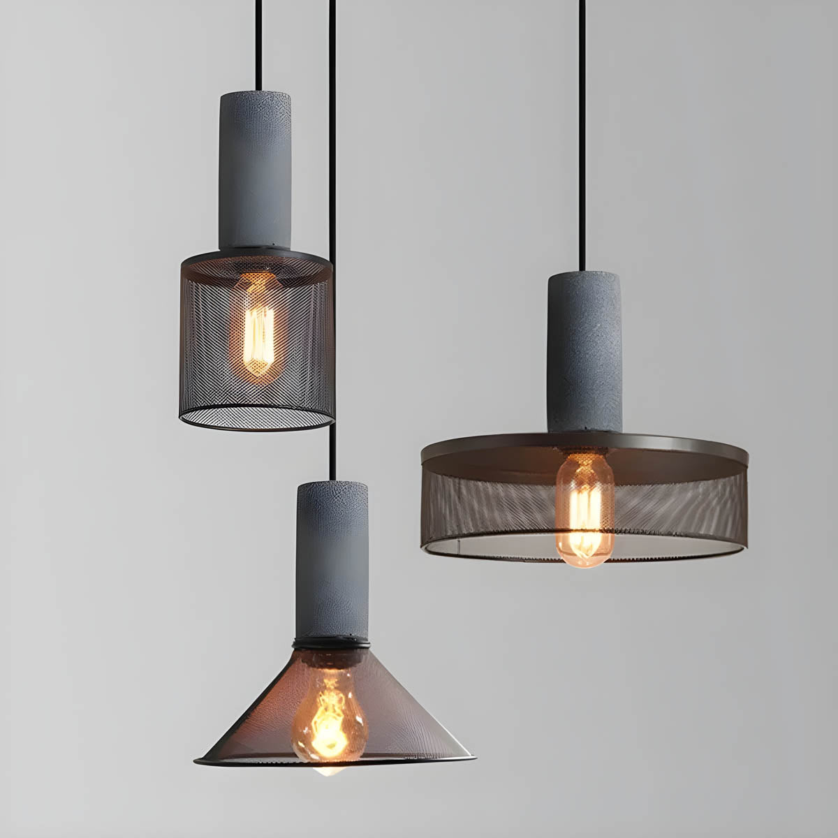 SteelLume™ Pendelleuchte – Industrielle Hängelampe aus Beton & Eisen (E27 LED, höhenverstellbar)
