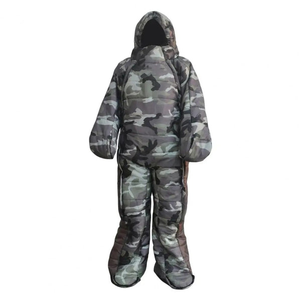 Schlafsack mit Füßen Camouflage – Ultraleicht & Warm | Deckenschlafsack mit Fußöffnung für Outdoor, Winter & Sommer | Kompakt & Atmungsaktiv